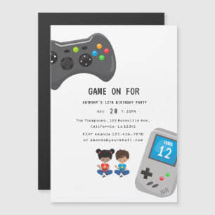 Invitación Magnética Fiesta de cumpleaños de videojuegos