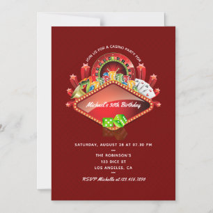 Invitación Magnética Fiesta de cumpleaños en el casino