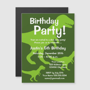 Invitación Magnética Fiesta de cumpleaños para el tema de los dinosauri