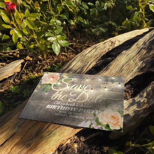 Invitación Magnética Fiesta De Cumpleaños Salven La Fecha Flores Luces