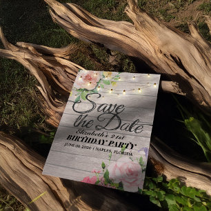 Invitación Magnética Fiesta De Cumpleaños Salven La Fecha Flores Luces