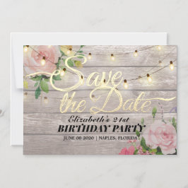 Invitación Magnética Fiesta De Cumpleaños Salven La Fecha Flores Luces 