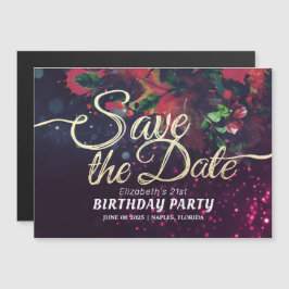 Invitación Magnética Fiesta De Cumpleaños Salven Las Flores De Fecha Lu