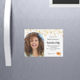 Invitación Magnética Fiesta de graduación de estrellas de oro fotográfi