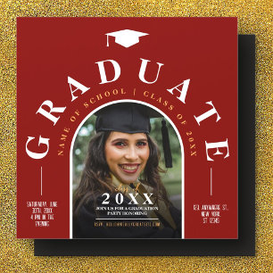 Invitación Magnética Fiesta de Graduación Foto Clase de 2026 Rojo