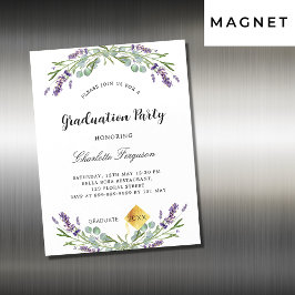 Invitación Magnética Fiesta de graduación lavender eucalipto lujo flora