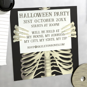 Invitación Magnética Fiesta de Halloween de Esqueleto Espeluznante
