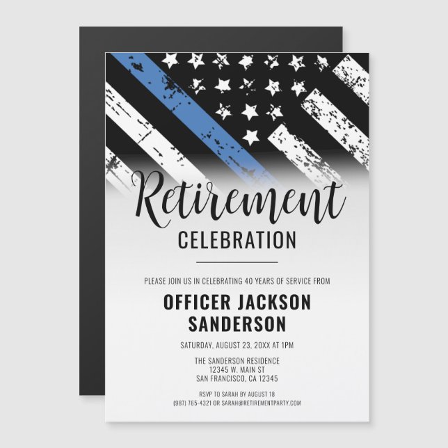 Invitación Magnética Fiesta de Jubilación del Departamento de Policía d (Anverso/Reverso)