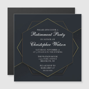 Invitación Magnética Fiesta de Jubilación Personalizado de Oro Negro de