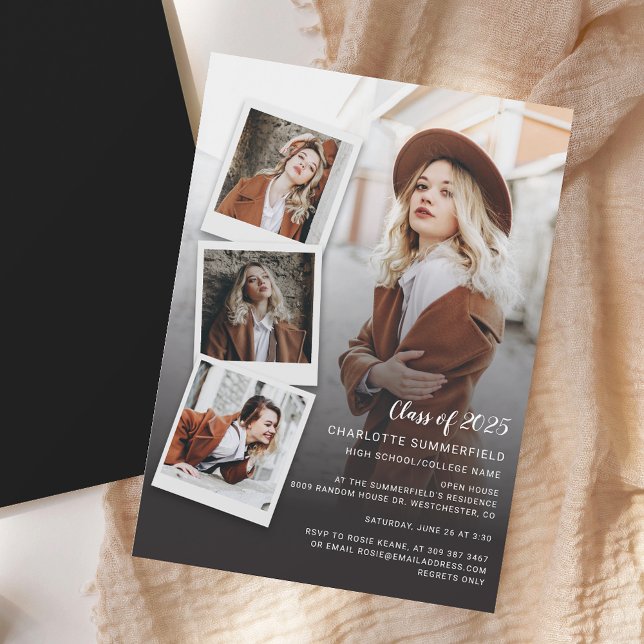 Invitación Magnética fiesta de la Casa Abierta de Collage de fotos de G (2025 Graduation Photo Collage Open House Party Magnetic Invitation)