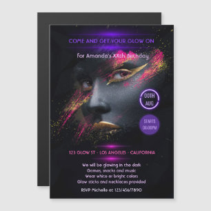 Invitación Magnética Fiesta de neón que brilla en la oscuridad