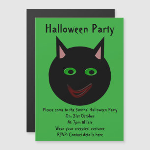 Invitación Magnética Fiesta de Personalizado de gato negro de Halloween