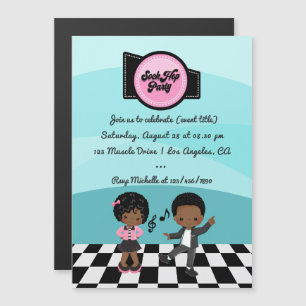 Invitación Magnética Fiesta de Sock Hop