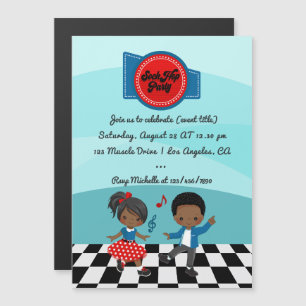 Invitación Magnética Fiesta de Sock Hop del 4 de Julio