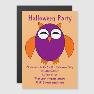 Invitación Magnética Fiesta magnético de búho de Halloween invita