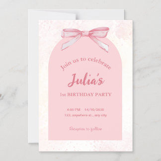 Invitación Magnética Fiesta rosado de primer cumpleaños Invite a Chica