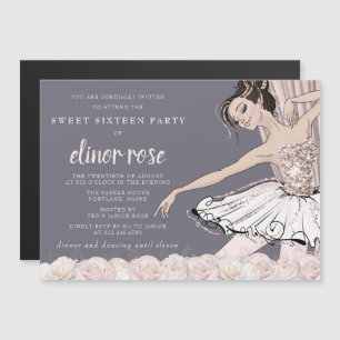 Invitación Magnética Fiesta Rubor Pink Ballerina Sweet 16