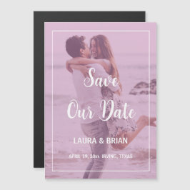 Invitación Magnética Filtro Rosa Foto Moderna Boda Guardar la Fecha