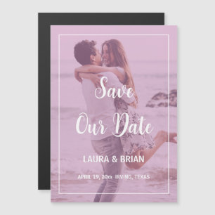 Invitación Magnética Filtro Rosa Foto Moderna Boda Guardar la Fecha