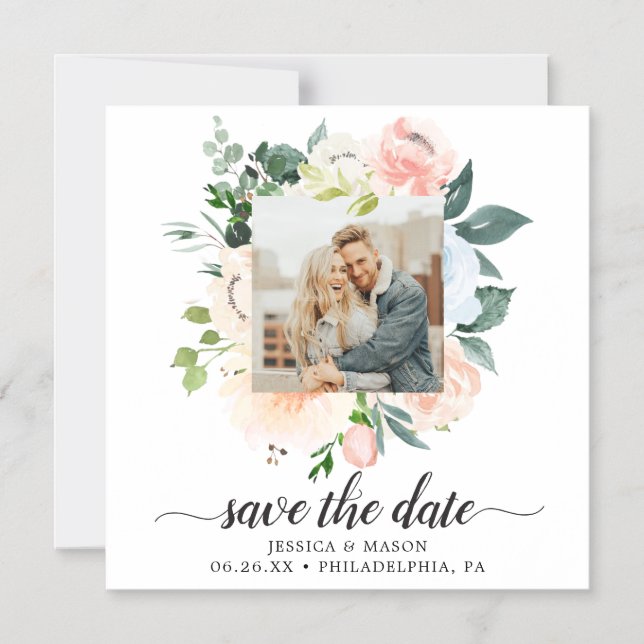 Invitación Magnética Fleur Jolie Floral Wedding Salve Las Fechas Magnet (Anverso)