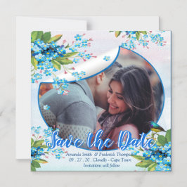 Invitación Magnética Flor azul de nomeolvides para guardar fechas de an