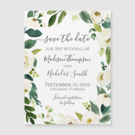 Invitación Magnética Flor blanca Wreath Save the Date Magnets