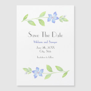 Invitación Magnética Flor de color de agua Periwinkle Guardar la fecha