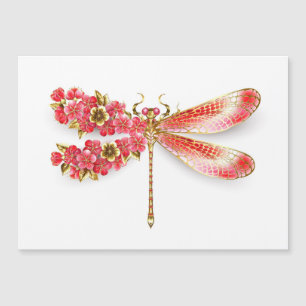 Invitación Magnética Flor libélula con sakura de joyas
