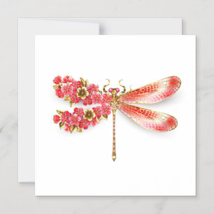 Invitación Magnética Flor libélula con sakura de joyas