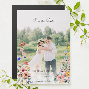 Invitación Magnética Flor silvestre acuarela Foto Guardar fecha