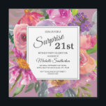 Invitación Magnética Flor violeta rosada 21ª fiesta de cumpleaños cuadr<br><div class="desc">Colorida flor de color morado y color de agua rosada invitación magnética cuadrada fiesta de cumpleaños 21 para mujeres. Póngase en contacto con nosotros para obtener ayuda sobre la personalización o para solicitar productos coincidentes.</div>