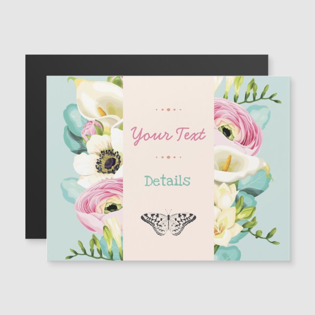 Invitación Magnética Floral (Anverso/Reverso)