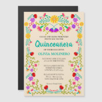 Floral de arte folclórico mexicano Champagne Quinc