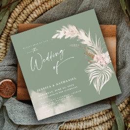 Invitación Magnética Floral de boho verde verde de hierba moderna de Pa