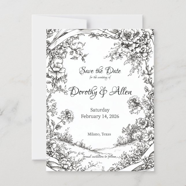 Invitación Magnética Floral rústica elaborada (Anverso)