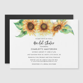Invitación Magnética Floral Sunflower Watercolor Ducha de novia