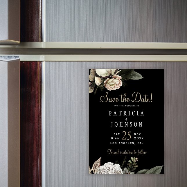 Invitación Magnética Flores blancas de invierno, elegante boda, guardar (Subido por el creador)