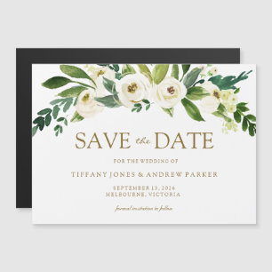 Invitación Magnética Flores blancas floreciendo Boda Guardar la fecha