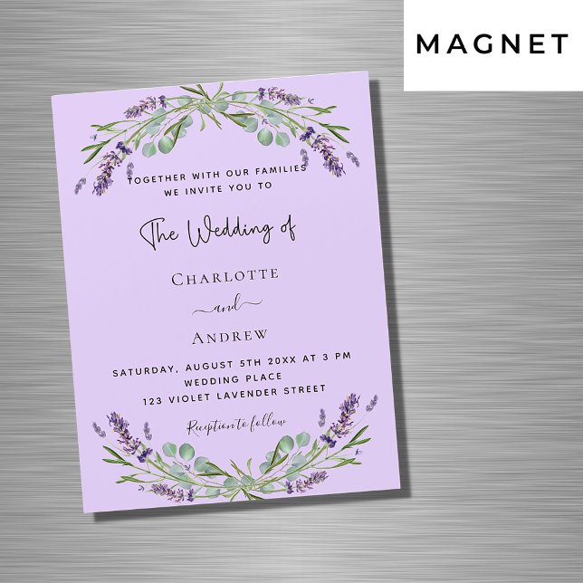 Invitación Magnética Flores de eucalipto violeta de Lavender boda de lu (Subido por el creador)