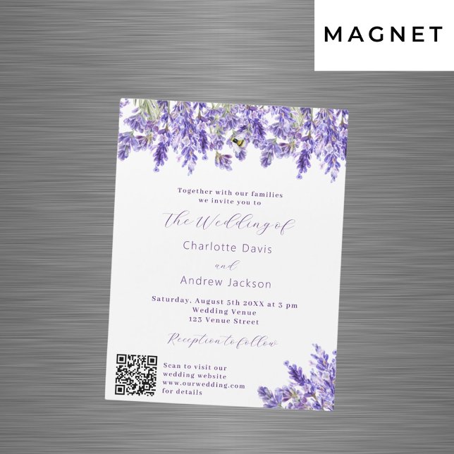 Invitación Magnética Flores de lavanda QR RSVP detalles boda de lujo (Subido por el creador)