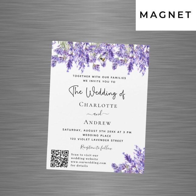 Invitación Magnética Flores de lavanda QR RSVP detalles boda de lujo (Subido por el creador)