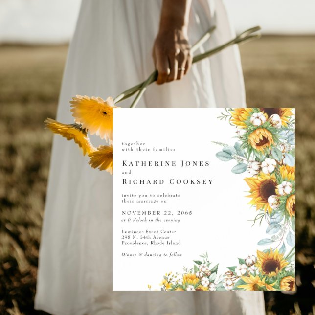 Invitación Magnética Flores Florales Amarillas Modernas No Padres Bodas (Subido por el creador)