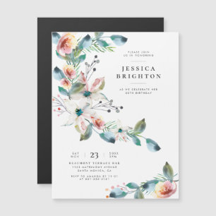 Invitación Magnética Flores silvestres   Cumpleaños de acuarela pintada