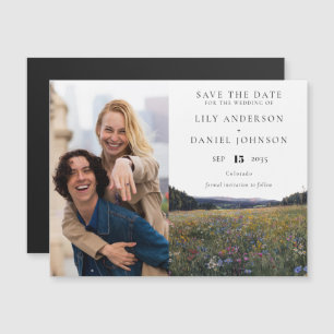 Invitación Magnética Flores Silvestres Foto Floral Boda Guardar La Fech
