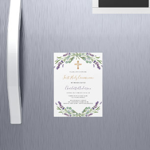 Invitación Magnética Flores violeta de Lavender lujo Primera Comunión