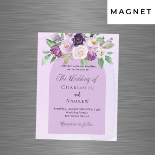 Invitación Magnética Flores violetas arco boda de lujo púrpura
