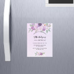 Invitación Magnética Flores violetas verdes cumpleaños de lujo<br><div class="desc">Un fondo violeta y lavanda acuático. Decorada con flores y vegetación violeta y violeta de color acuático. Personalice y agregue su nombre y detalles del fiesta.</div>