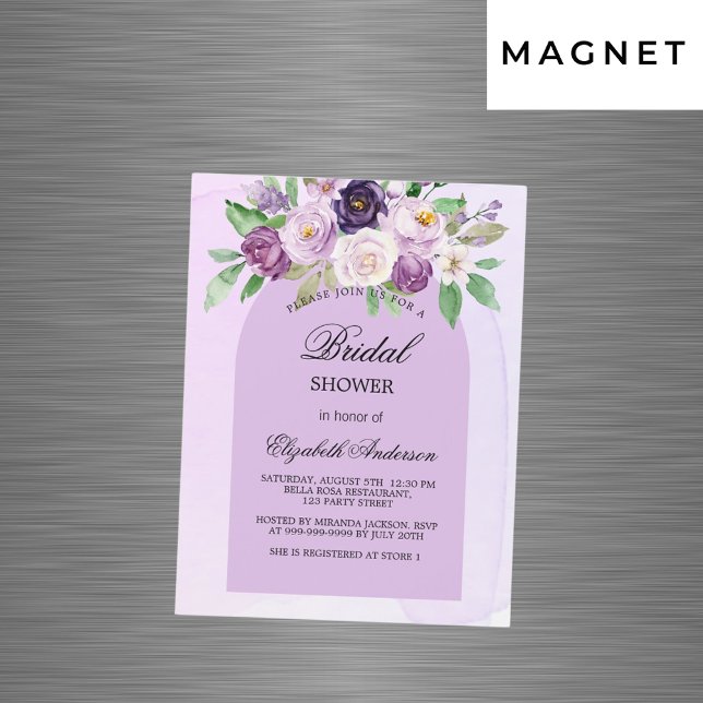 Invitación Magnética Flores violetas violeta de la ducha de novia arco  (Subido por el creador)