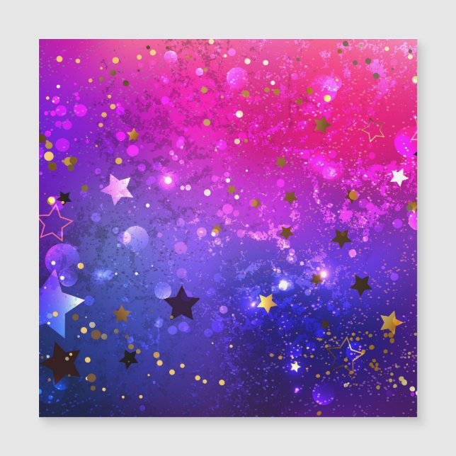 Invitación Magnética Fondo azul rosa brillante (Anverso)