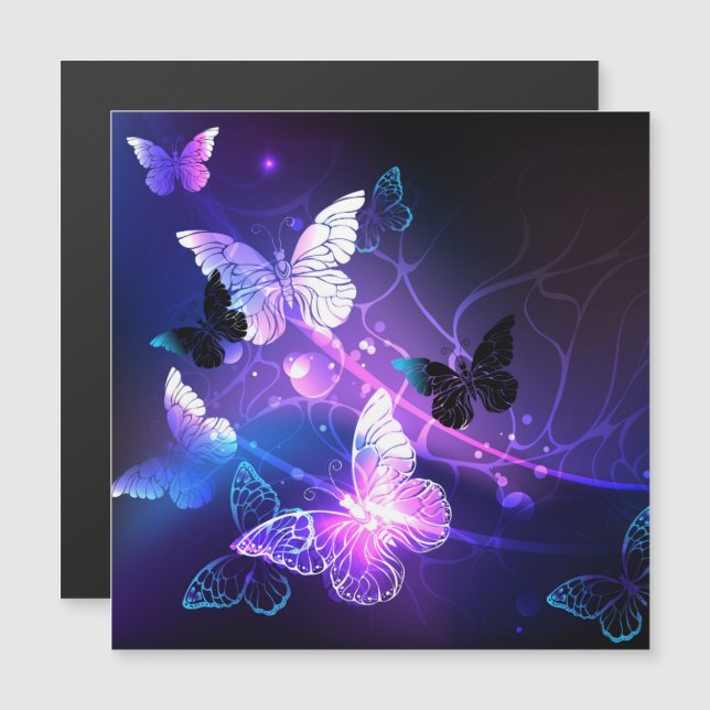 Invitación Magnética Fondo con mariposas nocturnas (Anverso/Reverso)